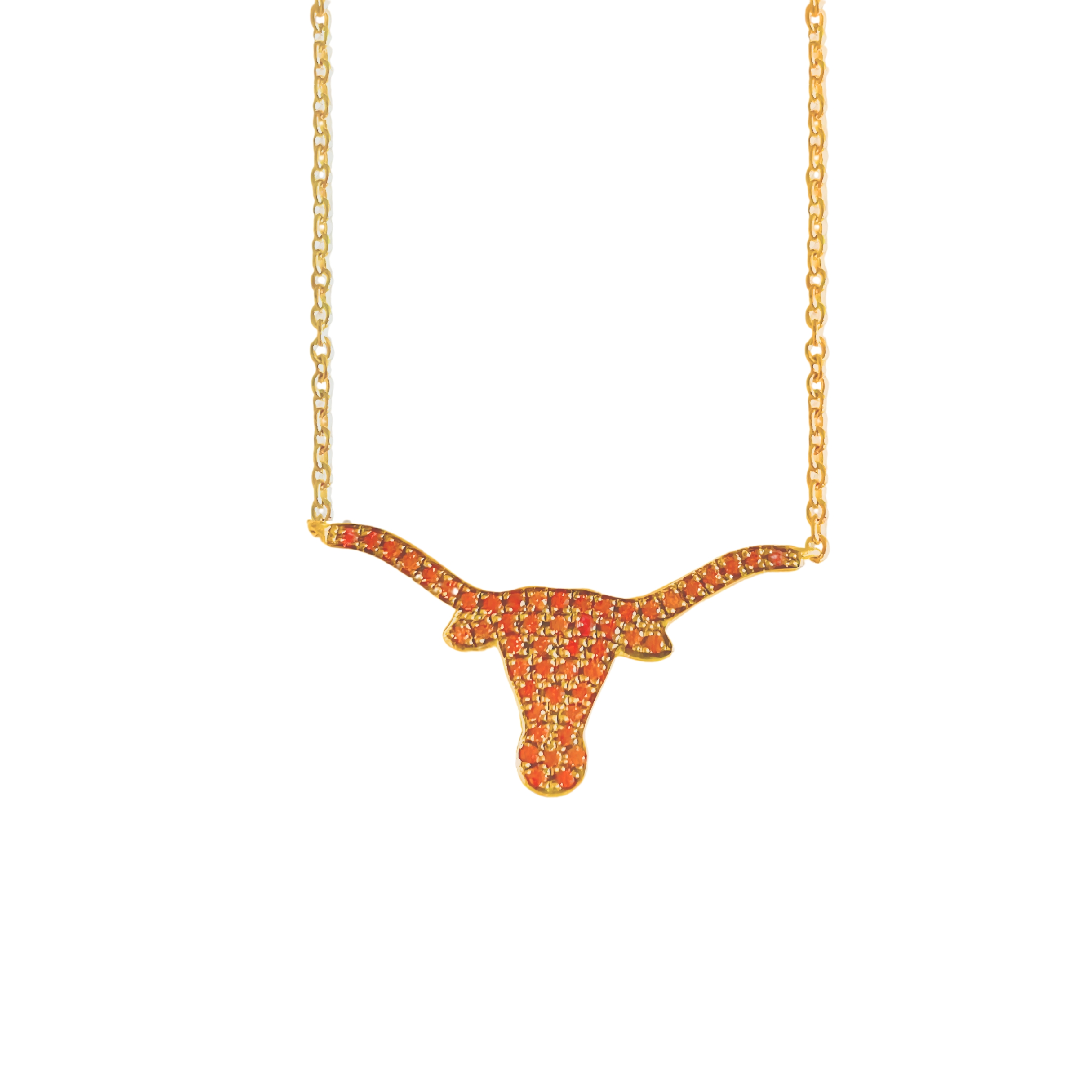 Korman 18k Yellow Gold Medium Orange Sapphire Longhorn Necklace